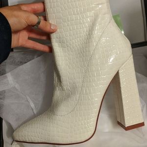 Pretty little thing white croc booties